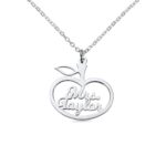 Apple-shaped name necklace for teachers