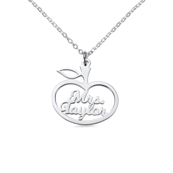 Apple-shaped name necklace for teachers
