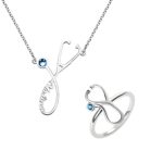 Birthstone stethoscope necklace and ring set for caregivers