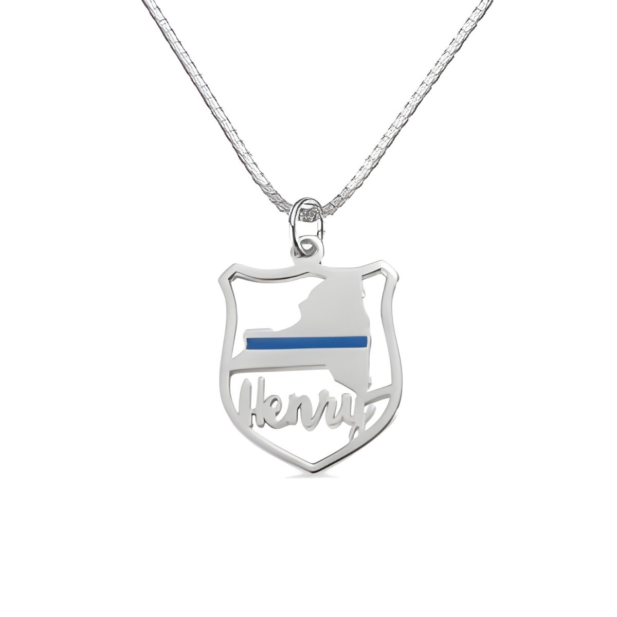 Custom police badge name necklace honoring service