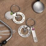 Personalized Nurse Keychain – Custom Stainless Steel Graduation Gift with Birthstone Charm - Image 5