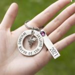 Personalized Nurse Keychain – Custom Stainless Steel Graduation Gift with Birthstone Charm - Image 7