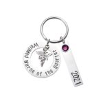 Personalized Nurse Keychain with Birthstone Charm