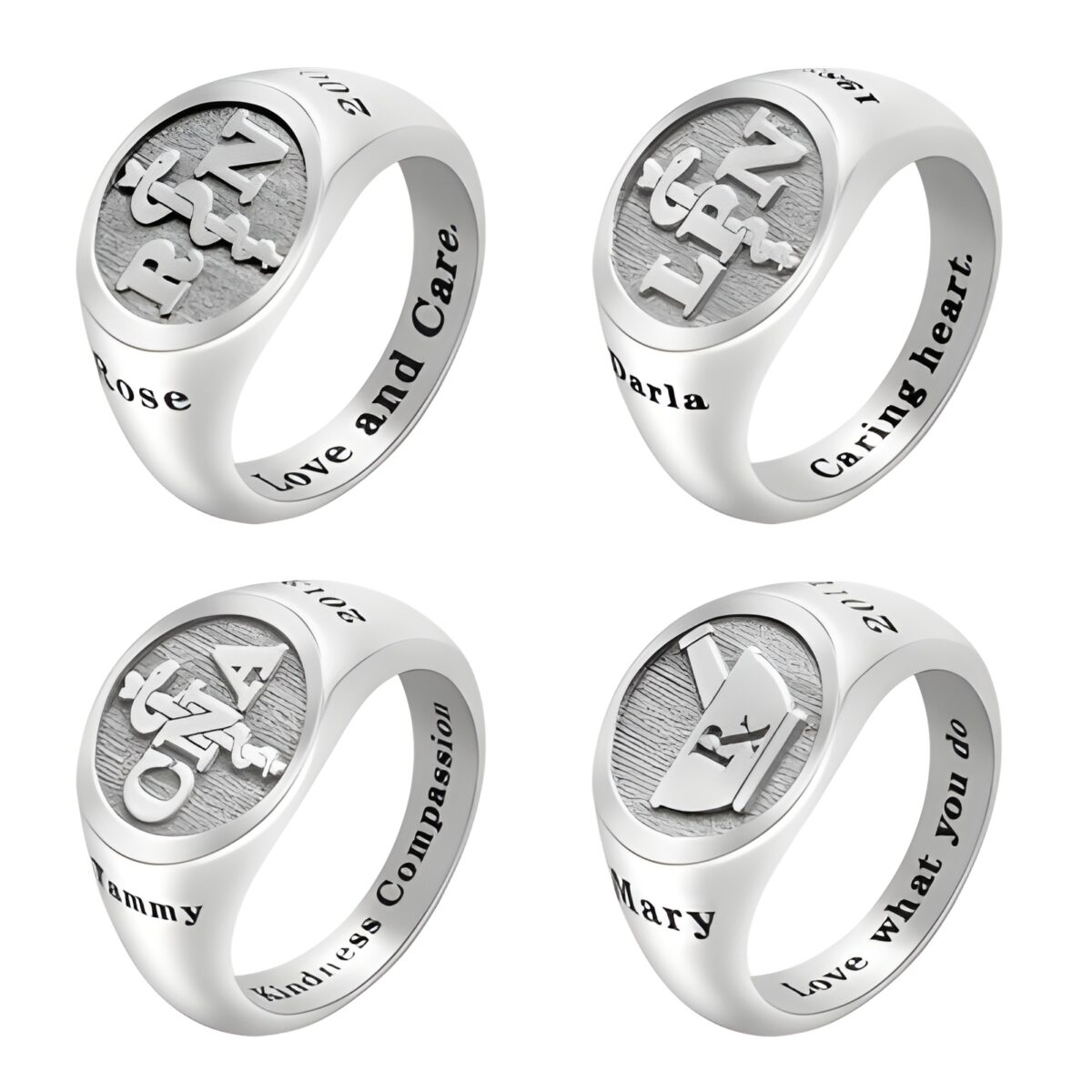 Sterling Silver Medical Symbol Signet Ring for caregivers