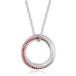 Two-tone birthstone Mobius necklace symbolizing eternal love