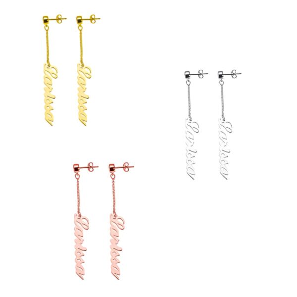 Personalized name chain drop earrings for cherished moments