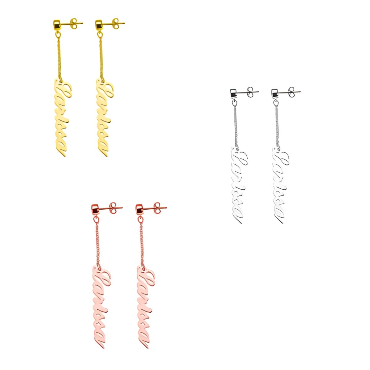 Personalized name chain drop earrings for cherished moments
