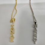 Personalized name necklace with birthstone shining bright