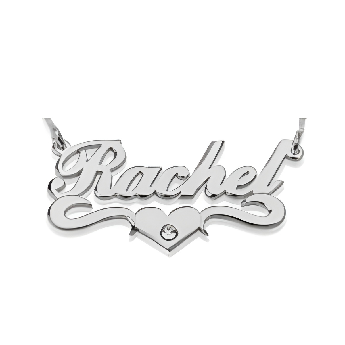 Personalized nameplate necklace with birthstone close-up