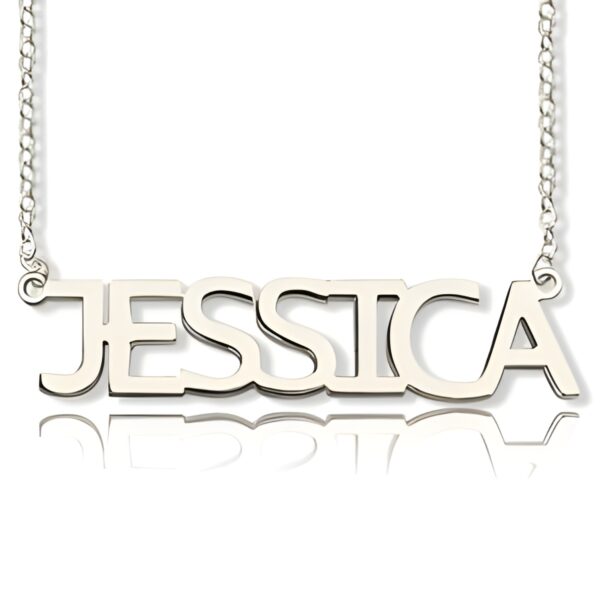 Custom block letter name necklace for personal expression