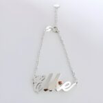 Personalized name bracelet with birthstone charm