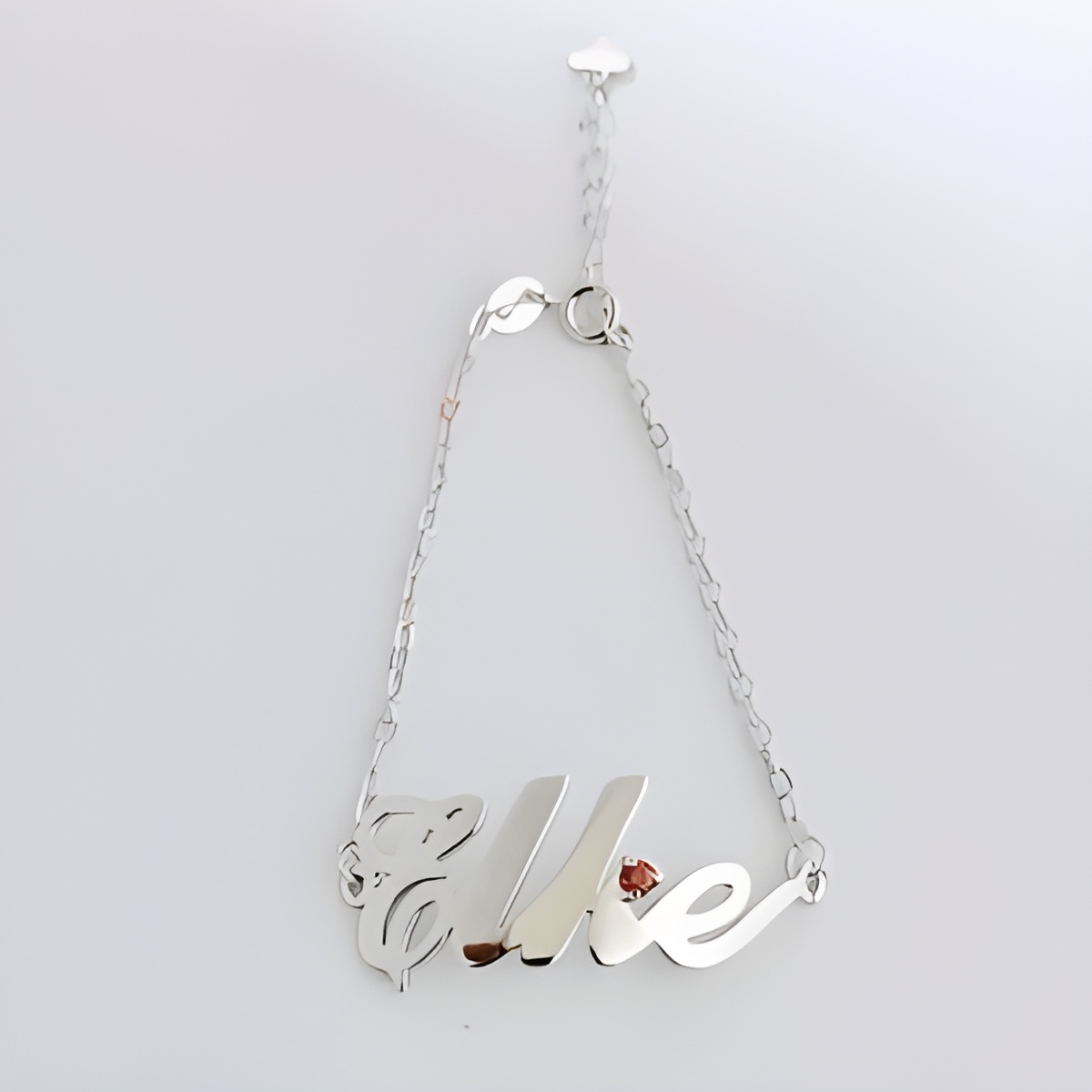 Personalized name bracelet with birthstone charm