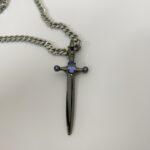 Embrace Strength and Spirit – Birthstone Sword Necklace with Cross Pendant – A Meaningful Treasure for Courageous Souls - Image 2