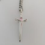 Embrace Strength and Spirit – Birthstone Sword Necklace with Cross Pendant – A Meaningful Treasure for Courageous Souls - Image 4