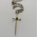 Birthstone sword necklace with cross pendant for courage