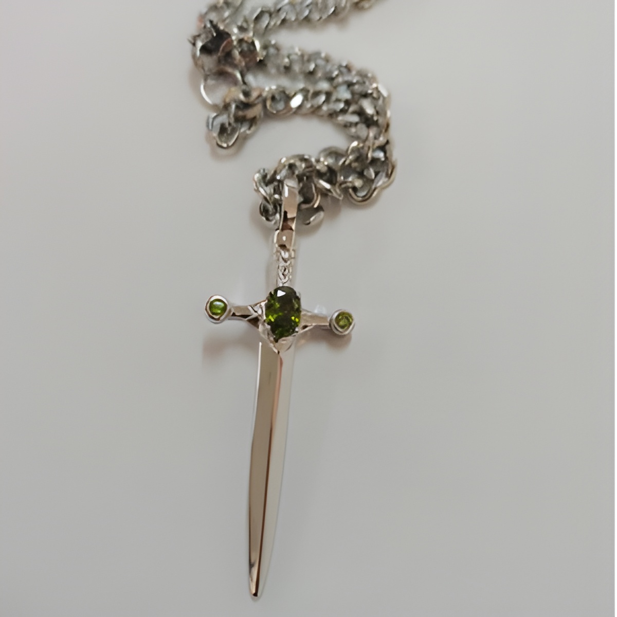 Birthstone sword necklace with cross pendant for courage