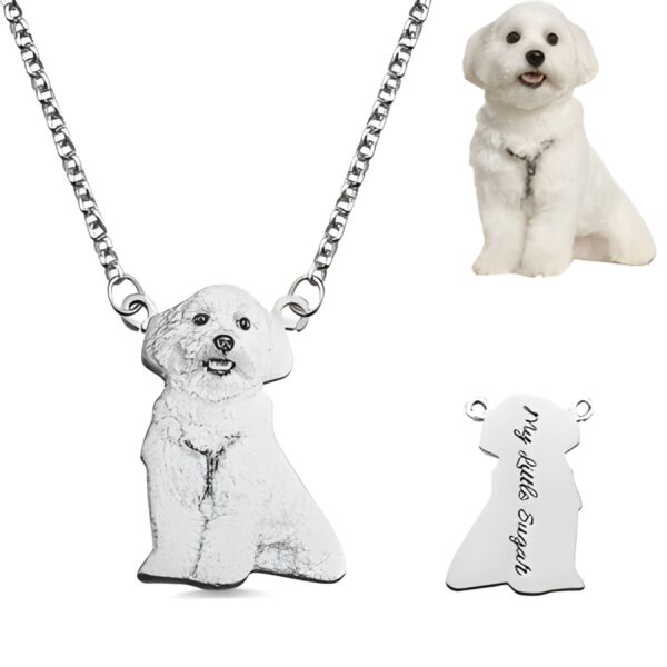 Silver pet photo necklace for cherished companions