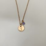 Birthstone necklace with initial charm for personalized gifts