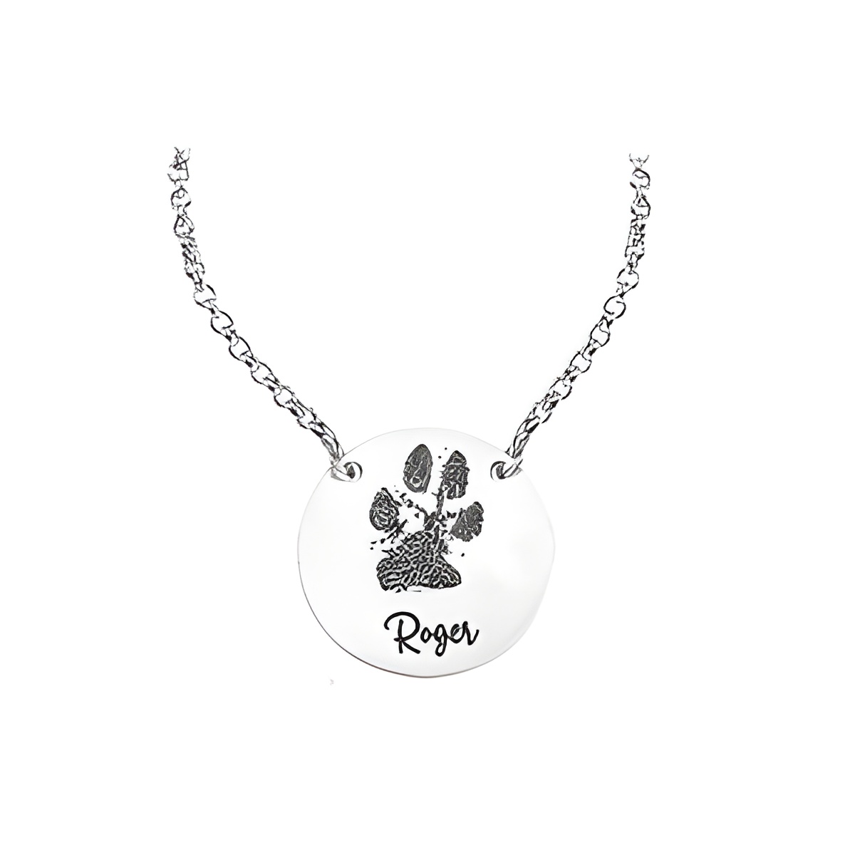 Sterling silver dog paw tag necklace for pet lovers