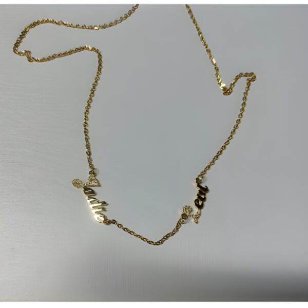 Double name necklace with birthstone initials for loved ones