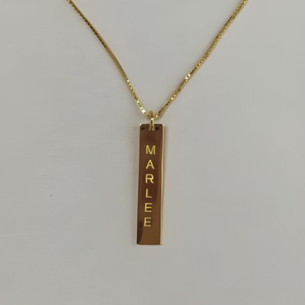 Personalized vertical bar necklace with birthstone charm