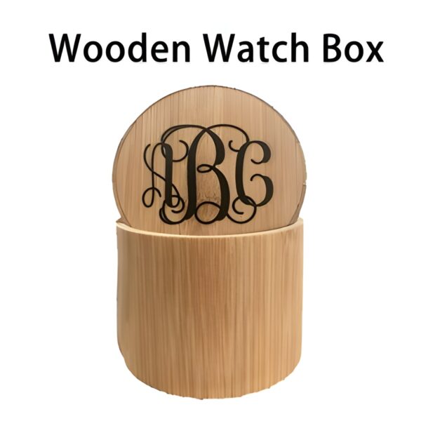 Monogram wooden watch box for treasured moments
