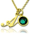 Birthstone initial necklace embracing your story