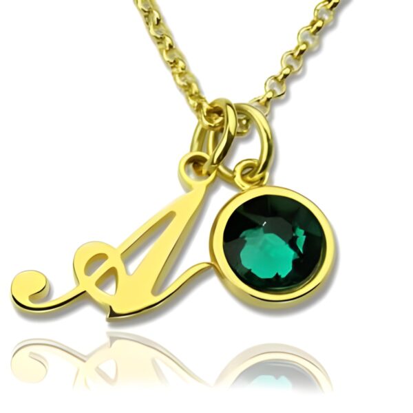 Birthstone initial necklace embracing your story