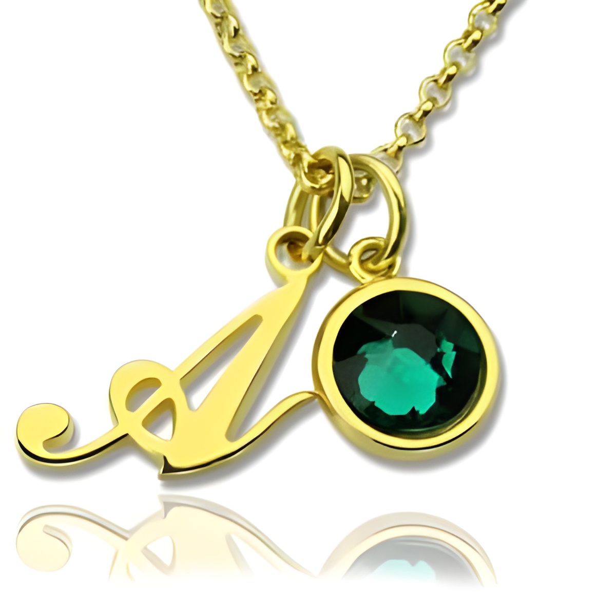 Birthstone initial necklace embracing your story