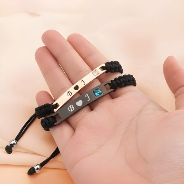 Custom birthstone couple bracelet set for celebrating love