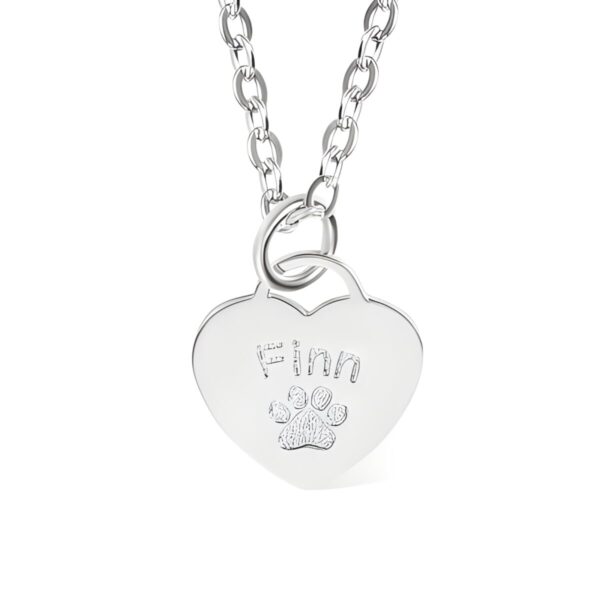Engraved heart necklace for pet lovers