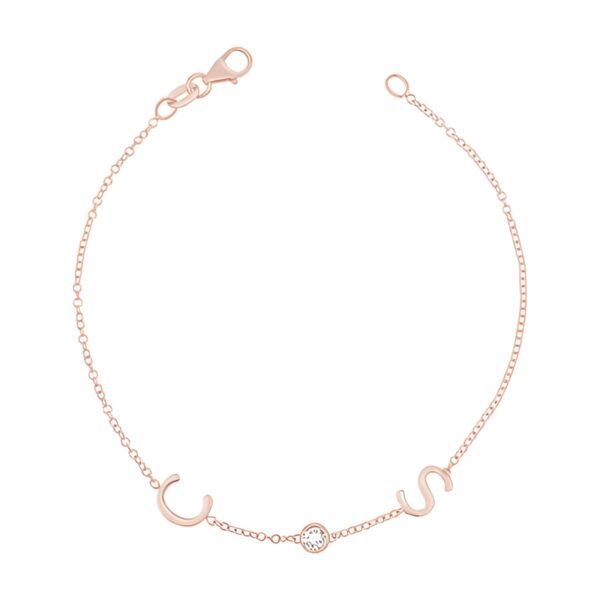 Custom initials bracelet gift with sparkling zirconia