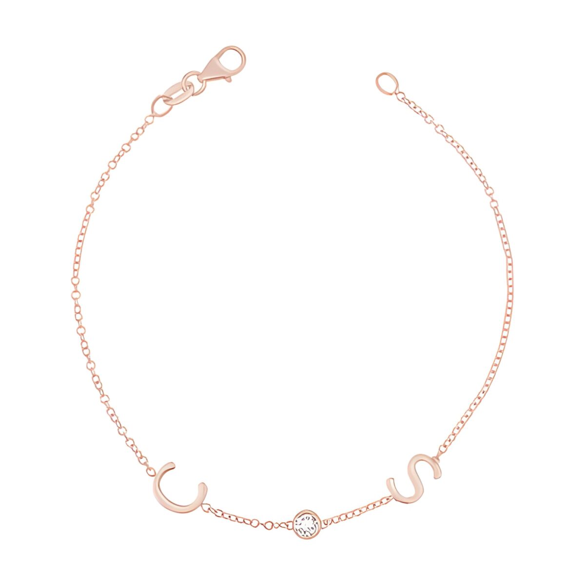 Custom initials bracelet gift with sparkling zirconia