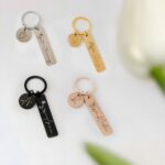 Carry Her Story – Birth Flower Bar Keychain with Initial Disc – A Thoughtful Keepsake for Women - Image 2