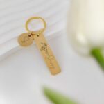 Carry Her Story – Birth Flower Bar Keychain with Initial Disc – A Thoughtful Keepsake for Women - Image 3