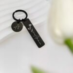 Carry Her Story – Birth Flower Bar Keychain with Initial Disc – A Thoughtful Keepsake for Women - Image 4