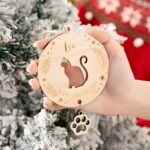 Celebrate a Kitten’s First Christmas – Custom Wooden Cat Silhouette Ornament – For Cherished Cat Lovers & Families - Image 4