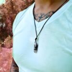 Rutilated quartz necklace for men with leather chain