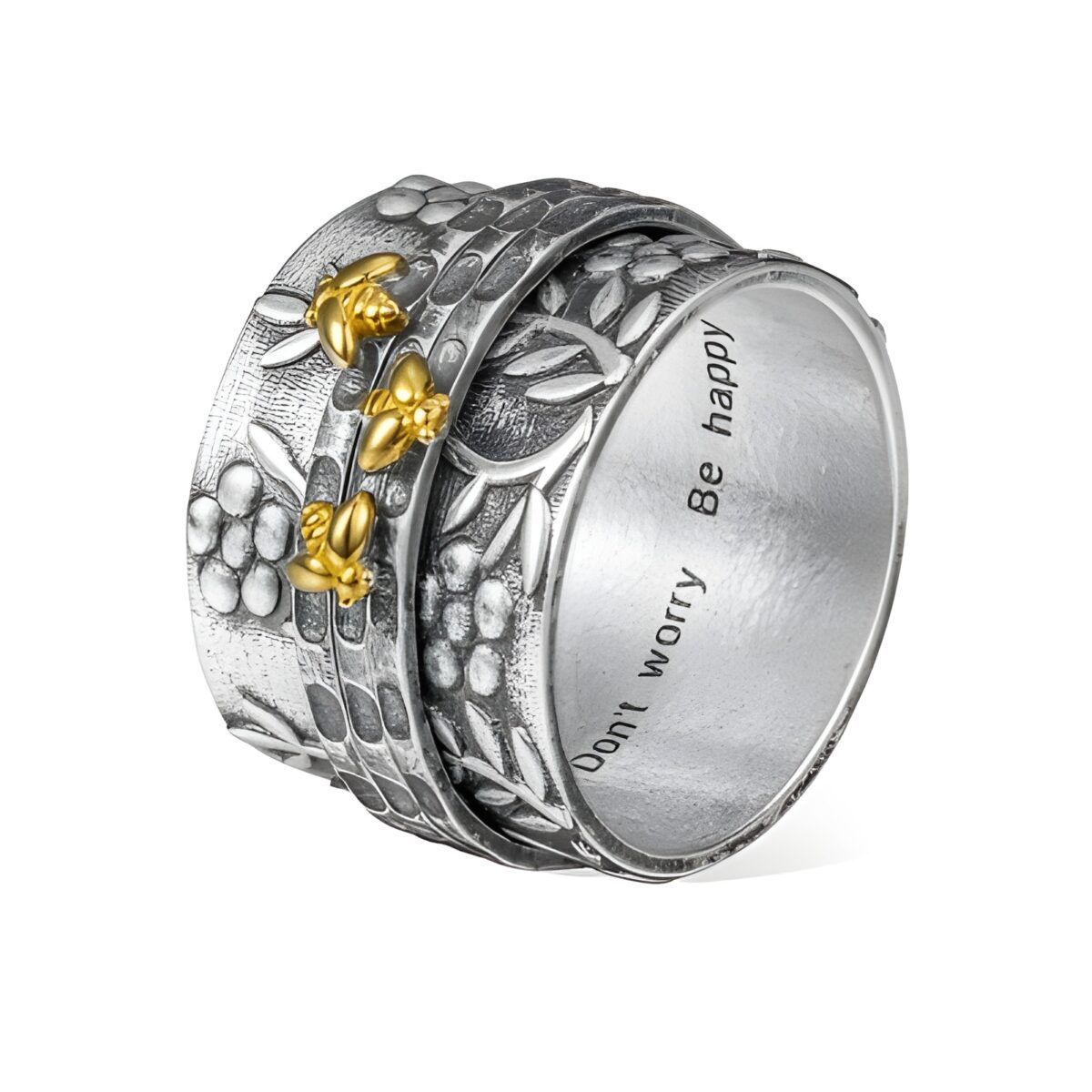 Spinning bee meditation ring for calm and beauty