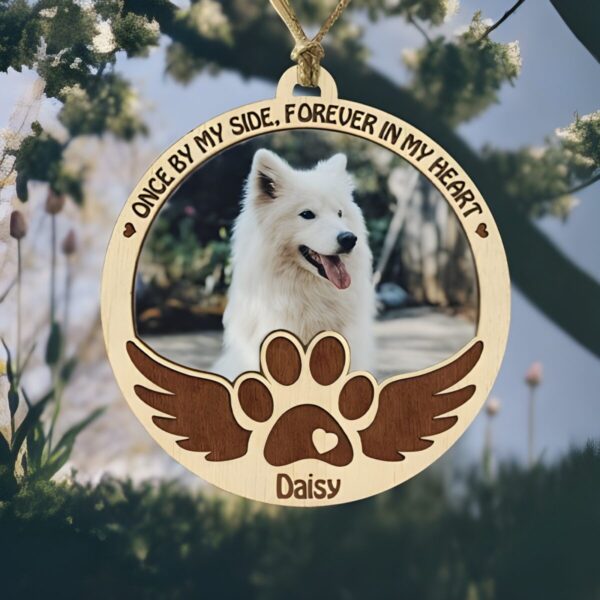 Custom wooden pet memorial ornament for cherished companions