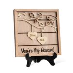 Handcrafted wooden couple's name sign celebrating love