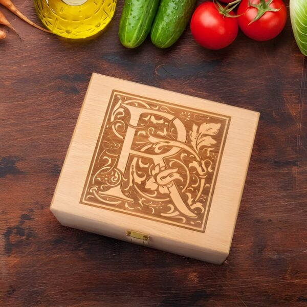 Personalized beech wood recipe box for cherished recipes