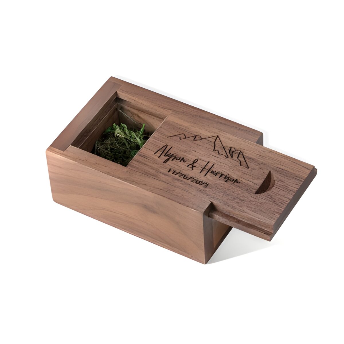 Rustic wooden ring box for couples' cherished moments