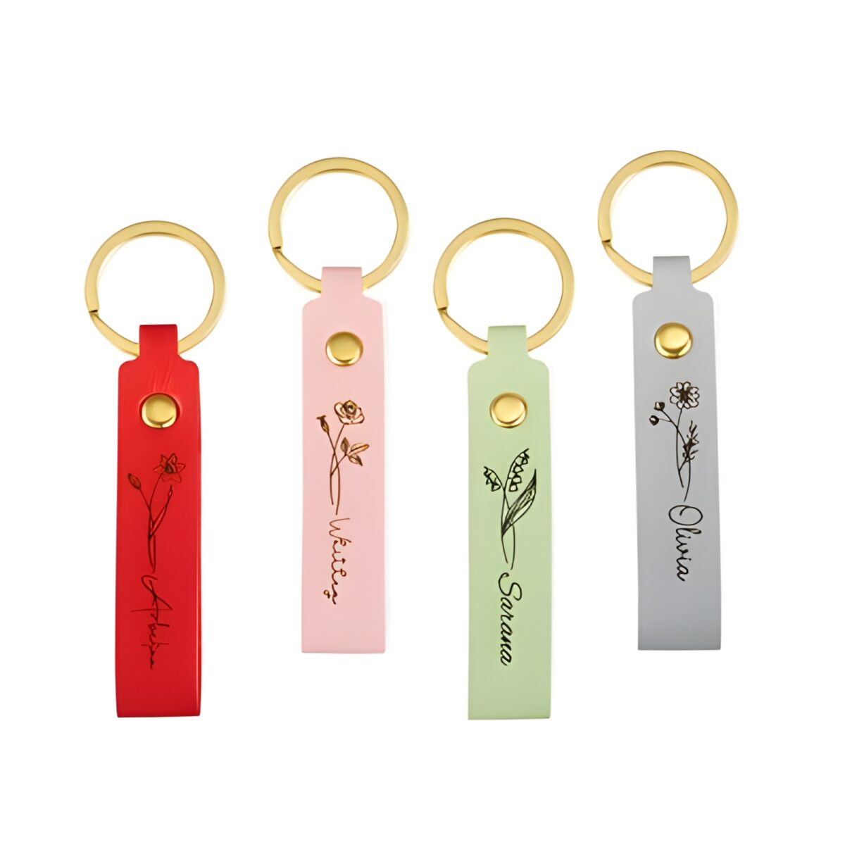 Custom name and birth flower keychain for heartfelt gifting