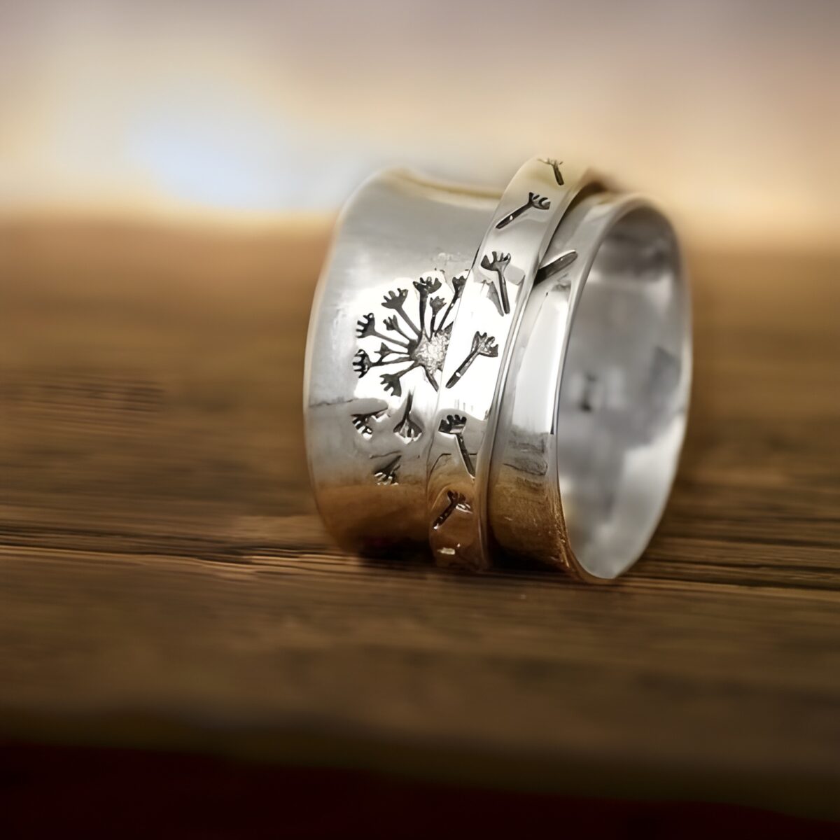 PG1258-PG1258-1_featured Dandelion spinner ring for her, a soothing gift
