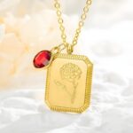 Embrace Your Story – Vintage Birth Flower & Stone Necklace – A Timeless Treasure for Her Special Day - Image 3