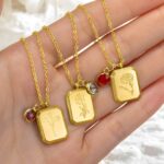 Embrace Your Story – Vintage Birth Flower & Stone Necklace – A Timeless Treasure for Her Special Day - Image 5