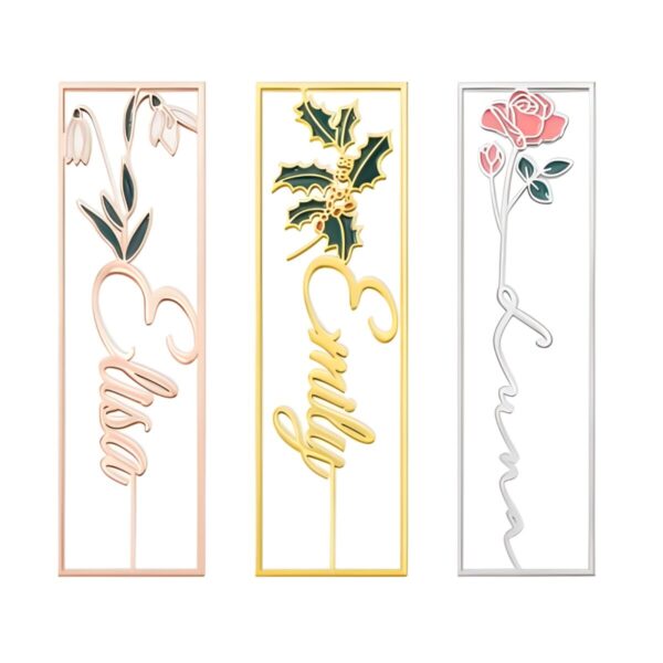 Personalized birth flower name bookmark for readers