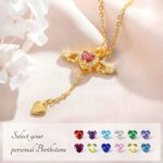 Embrace Love and Protection – Angel Wing Heart Necklace with Birthstone – A Cherished Treasure for Her Special Moments - Image 4