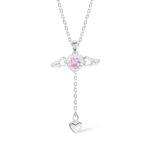 Angel Wing Heart Necklace with Birthstone for her